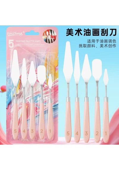 Palette Knives Çelik Spatula 5li Paket Pembe Saplı