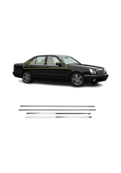 Mercedes E Klass W210 Uyumlu Cam Çıtası 4 Parça Paslanmaz Krom