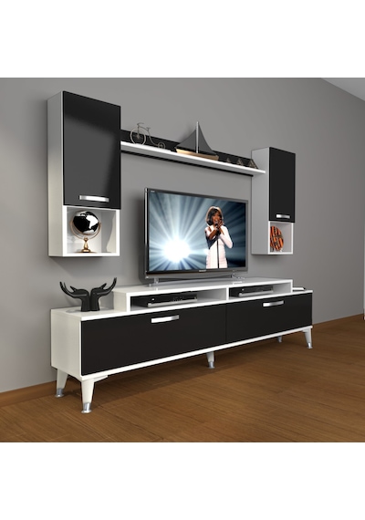 Decoraktiv Ekoflex 5da Slm Silver Tv Ünitesi Tv Sehpası Beyaz - Siyah