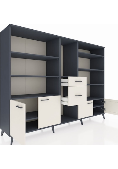 Hyperion Dolap 10 Raflı 2 Çekmeceli 4 Kapaklı 220x44x163 Antrasit Antrasit-aytaşı Hyperion Dolap 10 Raflı 2 Çekmeceli 4 Kapaklı 220x44x163 Antrasit Antrasit-aytaşı