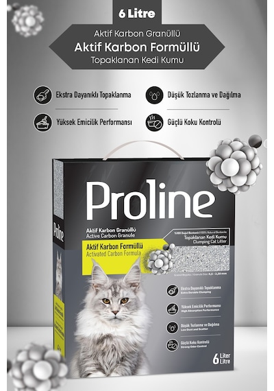 Proline Aktif Karbon Tanecikli Kedi Kumu 6 L