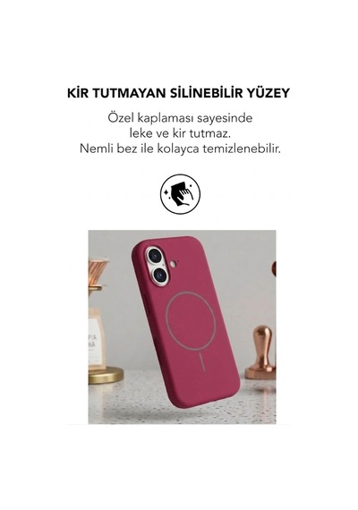Apple İphone 16 Uyumlu Magsafe Lansman Silikon Kılıf Koyu Pembe