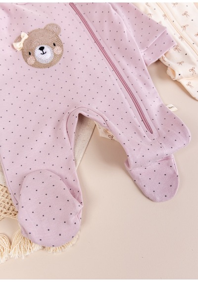 Babymod Üçlü 100% Pamuk Kız Bebek Tulum Gülkurusu