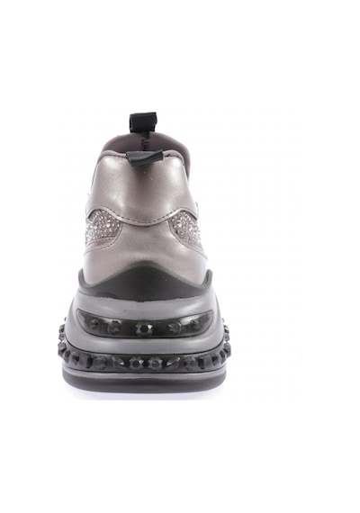 Dgn 026-1-22k Kadin Kalin Taban Metal Akseusarli Taşli Sneakers Ayakkabi Gri