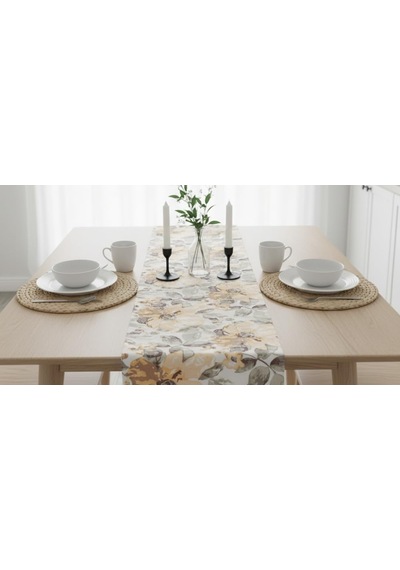 Jakarlı Dokuma Dekoratif Runner 45x140 Cm Sarı Çiçekli Desenli Diğer