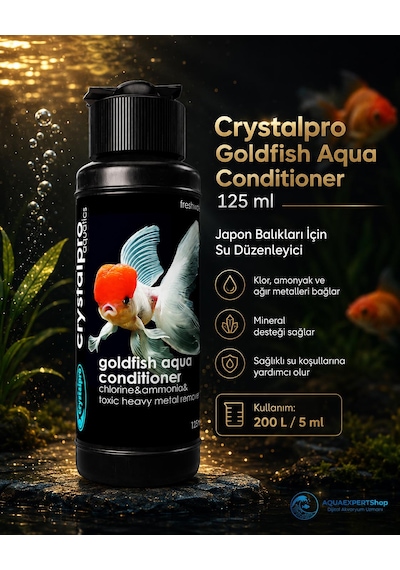 Crystalpro Goldfish Aqua Conditioner Japon Balıkları İçin Su Düzenleyici - Japon Balıkları İçin Özel Formül - 125ml