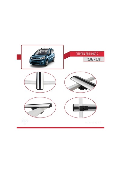 Citroen Berlingo 2008-2018 Arası İle Uyumlu Basic Model Ara Atkı Tavan Barı Gri 3 Adet