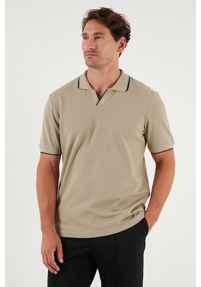 Buratti Pamuklu Regular Fit Şerit Detaylı Erkek Polo Yaka T Shirt 5902964 Vizon