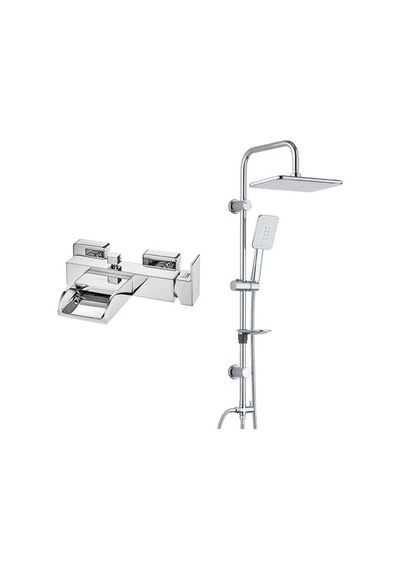 E.c.a. Natura Banyo Bataryası+t-may Banyo Çınar Dikdörtgen Tepe Duş Takımı Seti - Krom - Paslanmaz