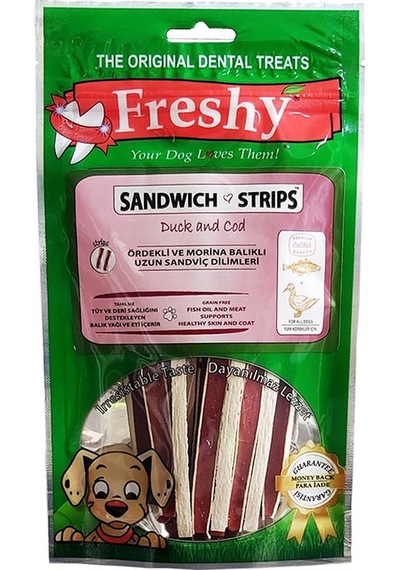 Freshy Ördekli ve Morina Balıklı Sandviç Şeritleri Köpek Ödülü
