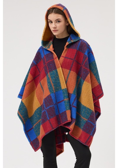 Buly Cozy Soul Kapüşonlu Panço Çok Renkli