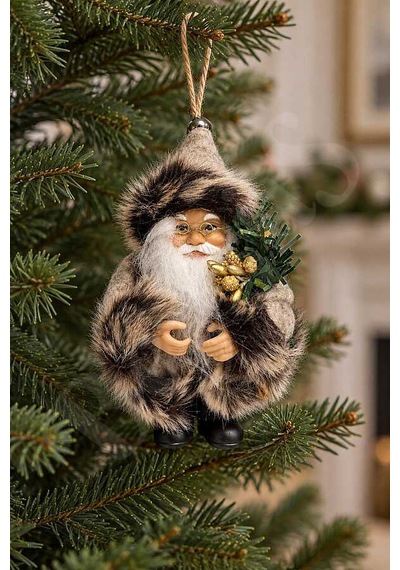 Yılbaşı Ağacı Süsü Gri Noel Baba 13 Cm Diğer