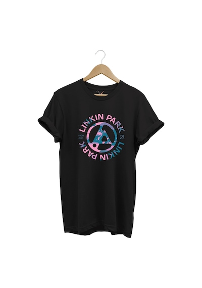 Müzik Grubu Rock Metal Baskılı Linkin Park Cool %100 Pamuk Bisiklet Yaka Siyah T-shirt Siyah