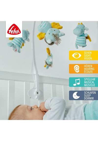Müzik Mobil Küçük Kale - Sevimli Hayvanlarla Bebek Uyku Yardımı - Bebek Mobil Müzik Kutusu Melodi - 0-5 Ay Arası Bebekler İçin Bebek Yatağı Oyuncak