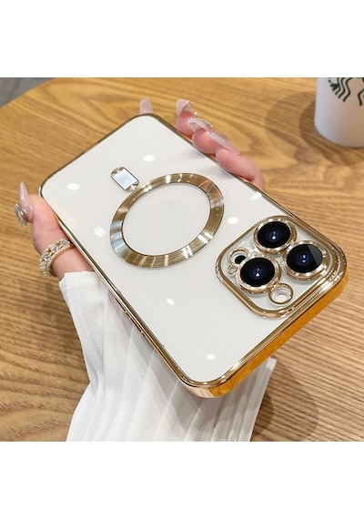 Apple Uyumlu iPhone 15 Pro Kılıf Magsafe Kamera Lensli Korumalı Şeffaf Silikon Kapak