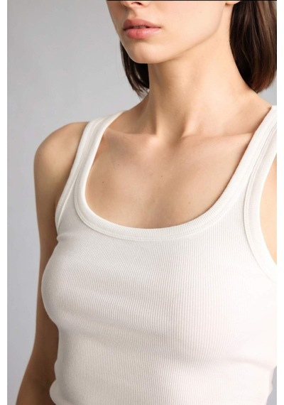 Defacto Slim Fit Basic Fitilli Kaşkorse Atlet E5539ax26smer105 Ekru-er105