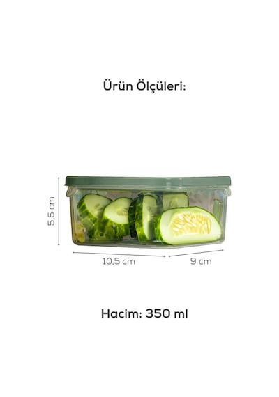 Vienev 6'lı 350 Ml Buzdolabı Dondurucu Organizer Saklama Kabı Yeşil