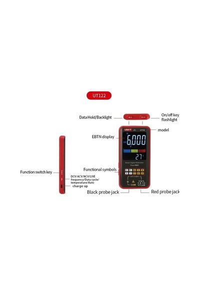Unı-t Ut122/ut121a/b Smart Digital Multimeter True Rms Voltage Frequency Dual Display Ncv Lıve Auto Range 6199 Count Met