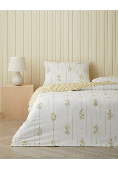 Delicate Bloss Pamuklu Çift Kişilik Nevresim Seti 200x220 Cm Sarı-yeşil