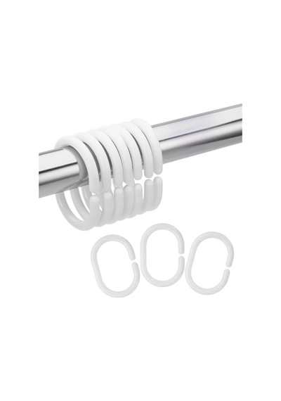 Primanova Banyo Perde Boru Halkası Plastik Beyaz M-05401 Çok Renkli