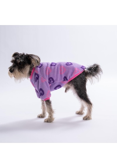 Lila Kalp Desenli LRomance Sweat Dar Kalıp Kedi Köpek Sweati Kedi Köpek Kıyafeti Köpek Peluşu Sıcak Tutan Sweat Mor M