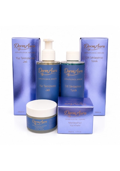 Dermaura Premium Temel Cilt Bakım Seti Niacinamide Yüz Temizleme Jeli + Cilt Sıkılaştırıcı Tonik + Nemlendirici Yüz Kremi