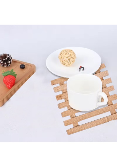 Bambu Ahşap Palet Desenli Nihale, Çaydanlık Altlığı, Tencere Ve Tava Altlığı Açık Kahverengi