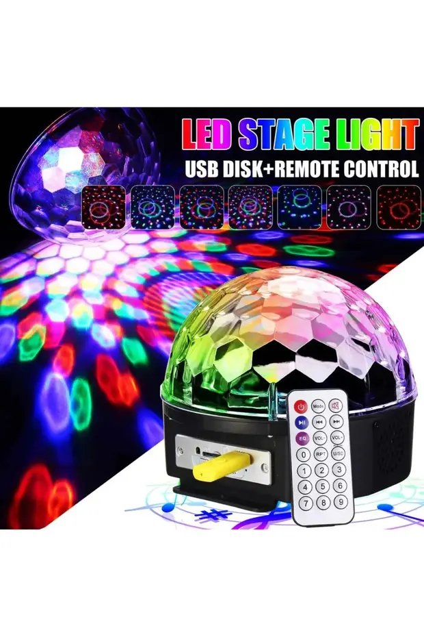 Kablosuz Disko Topu Parti Işıkları Bluetooth Hoparlör Tf Kart Mp3 Çalar Ses Aktif Led Dj Lamba Rengarenk Disco Topu Karışık-çok Renkli