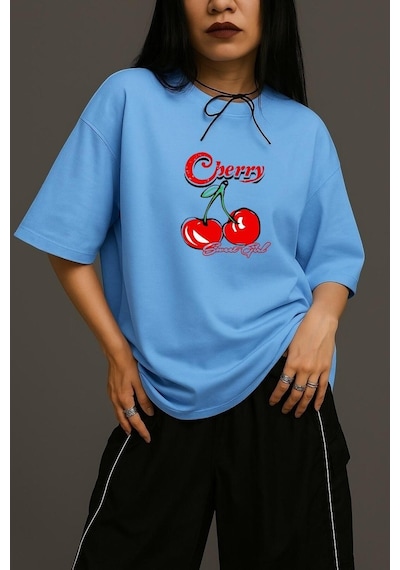 Cherry Sweat Gil Oversize Tişört Çok Renkli