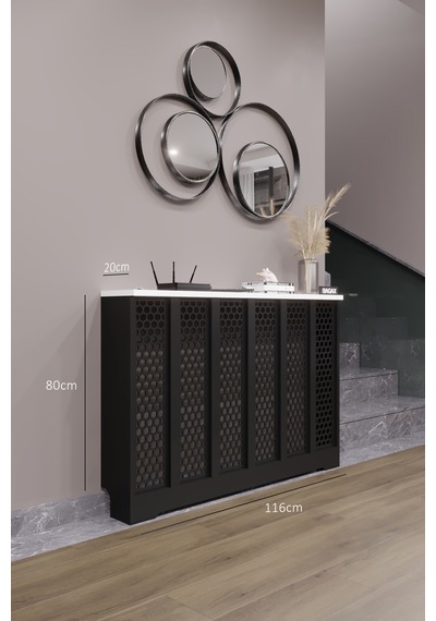 Petek Kaplama Kalorifer Peteği Kapatma Dekoratif Dresuar İç Ölçü 116 Cm Dış Ölçü 120 Petek 116 Siyah Üstü Beyaz D6 Petek Kaplama Kalorifer Peteği Kapatma Dekoratif Dresuar İç Ölçü 116 Cm Dış Ölçü 120 Petek 116 Siyah Üstü Beyaz D6