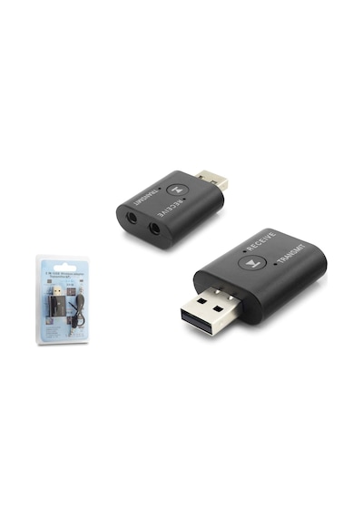 Hadron Hd9006 3.5mm Aux Bağlantılı Bluetooth V5.0 Usb Ses Kartı + Verici Alıcı Adaptör - Siyah