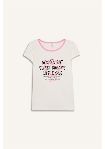 DeFacto Kız Çocuk Pijama Takımı Baskılı Kısa Kollu Üst Beli Lastikli Uzun Alt E2220A825SMER85 Ekru DeFacto Kız Çocuk Pijama Takımı Baskılı Kısa Kollu Üst Beli Lastikli Uzun Alt E2220A825SMER85 Ekru