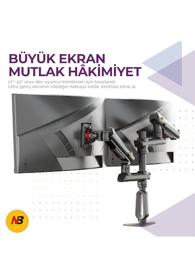 North Bayou D9c 27-50 İnch Çift Kol 2-20 Kg Vesa Uyumlu Profesyonel Monitör Standı