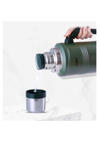 1.25 Litre Vakumlu Paslanmaz Çelik Termos 48 Saat Isı Korumalı & Ergonomik Kulplu Kamp Termosu Koyu Yeşil