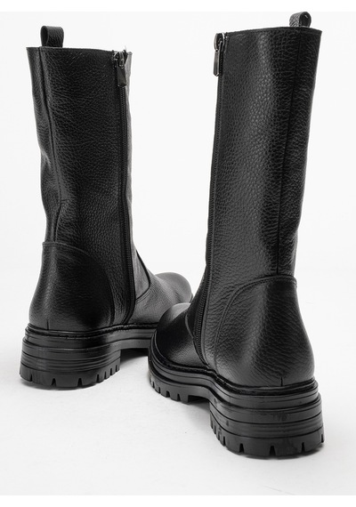 Ataköy Ayakkabı Kadın Hakiki Deri Kalın Taban Mid-calf Bot - Pyz888-sıyah Floter
