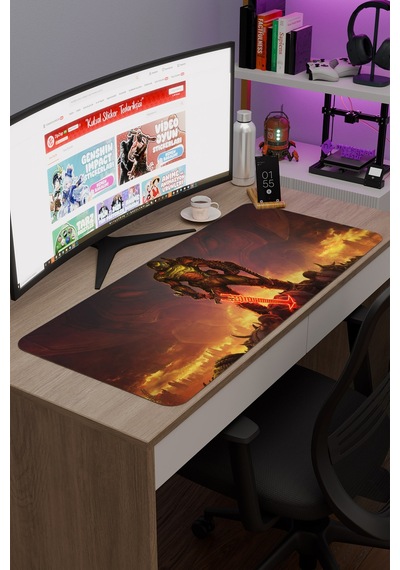 Doom Kaymaz Dikişli Kauçuk Oyuncu Mousepad V1 - 90x40 Xxl Gaming Mouse Pad Fare Altlığı