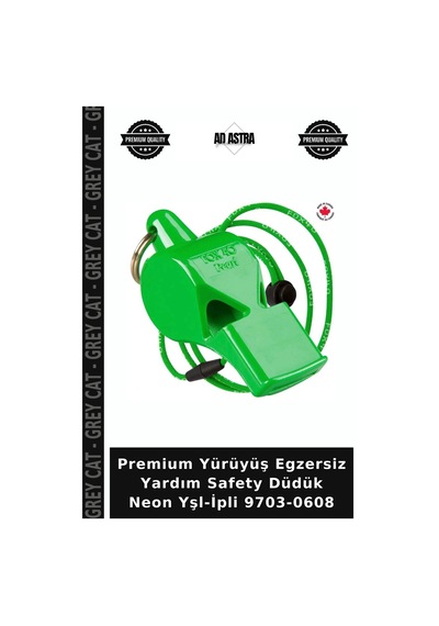 Premium Yürüyüş Egzersiz Yardım Safety Düdük Neon Yşl-ipli 9703-0608