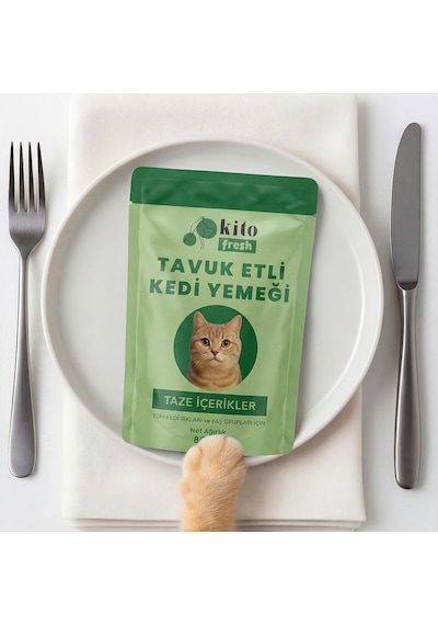 Kito Fresh Tavuk Etli Kedi Yemeği %100 Taze İçerikli Mama 80 G