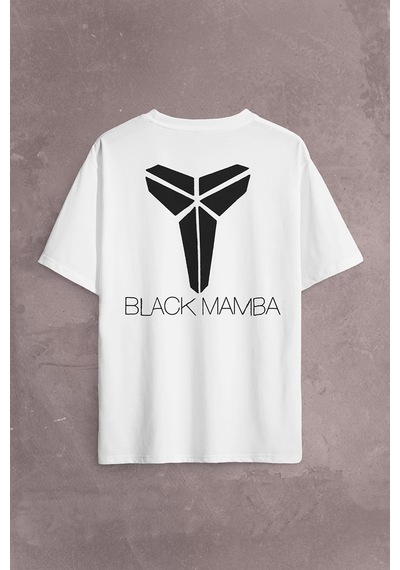 Kobe Bryant Black Mamba Logo Nba Basketball Sırt Ön Baskılı Oversize Tişört Unisex T-shirt 001