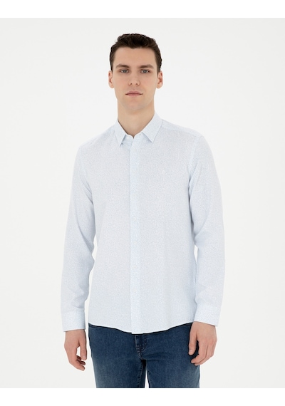 Pierre Cardin Erkek Buz Mavisi Gömlek Desenli 50283503-vr095 Buz Mavi