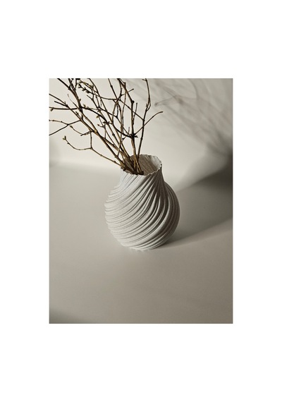 Modern Dalgalı Tasarım Dekoratif Vazo 3d Baskı Minimalist Masa Üstü Çiçeklik Beyaz Beyaz