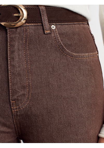 Dilvin 72033 Geniş Kalıp Renkli Denim Pantolon-kahve Kahve