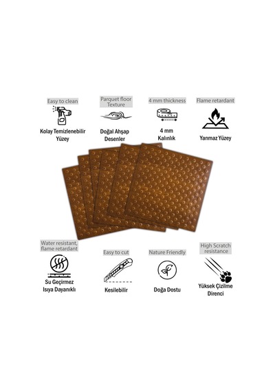 3 Boyutlu Duvar Paneli Kabartmalı Puantiye Desen Pvc 41x41 Cm/ 6 Adet /1 M² Altın Meşe