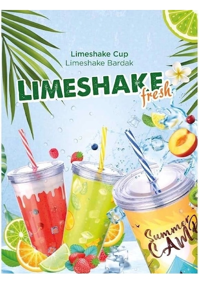 Cool Lime Bardağı - Limeshake Bardak 600 Ml Çok Renkli