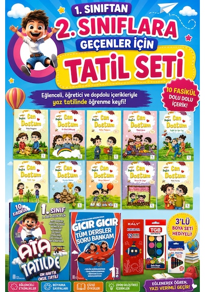1. Sınıftan 2.sınıfa Geçenler İçin Ata Tatilde Fasikülü + Tüm Dersler Sb+ Can Dostum Hikaye Seti