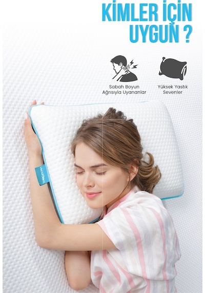 Viscofoam Comfy Boyun Destekli Ortopedik Yastık Tombul Visco Yastık - 55x35x12cm