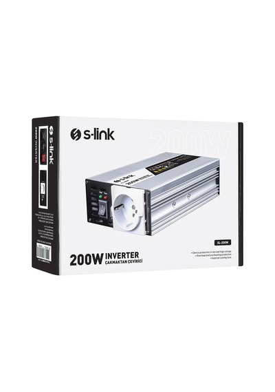 S-link Sl-200w-12 200 Watt Dc 12v - Ac 230v Anahtarlı Tek Usb Portlu Çakmaktan Power Inverter Diğer