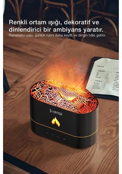 3d Alev Efektli Ultrasonik Hava Nemlendirici Renkli Işıklı Aromaterapi Difüzör