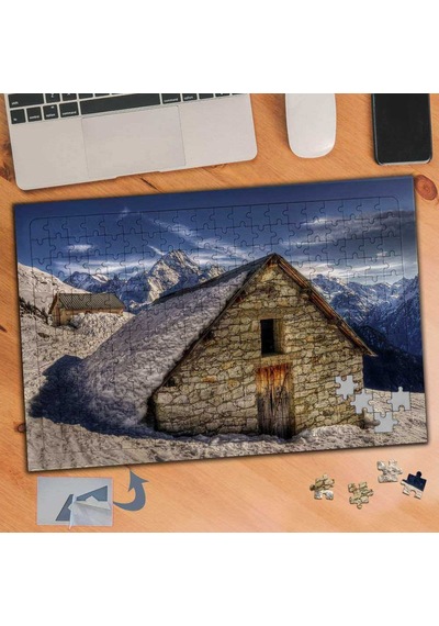 Dağ Evi - Taş Mimari Yapı 240 Parça Puzzle Yapboz Tablo-836