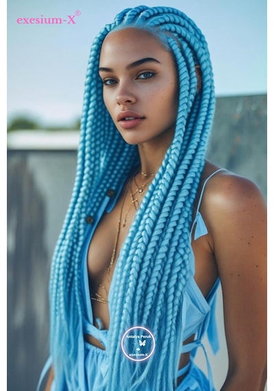 X-pression Afrika Örgüsü Ve Rasta Için Sentetik Saç 165gr-2513b Açık Mavi